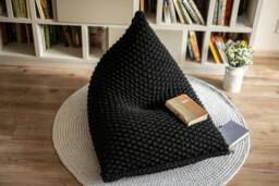 Giant Bean Bag Chair Black, Floor Cushion Seating, Bean For Kids/Adult, Pillow, Accent Reading Chair, Unfilled