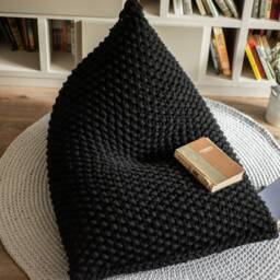 Giant Bean Bag Chair Black, Floor Cushion Seating, Bean For Kids/Adult, Pillow, Accent Reading Chair, Unfilled - thumbnail 4