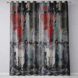 Lone Figure By Distressed Red Grey Urban Wall Stylish Bold Artwork For Home Decor Readymade Eyelet Ring Top Thermal 100% Blackout Curtains - thumbnail 3