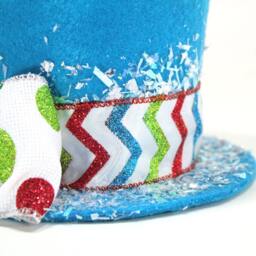 Whimsical Blue Top Hat Christmas Tree Topper Nautical Decoration - thumbnail 4