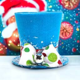 Whimsical Blue Top Hat Christmas Tree Topper Nautical Decoration - thumbnail 2