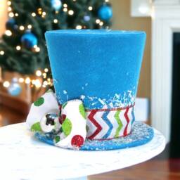 Whimsical Blue Top Hat Christmas Tree Topper Nautical Decoration - thumbnail 3