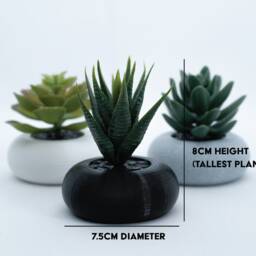Artificial Succulent Planter in White Set Of 3 Small Plants, Shelf Home Decor, Office - thumbnail 3