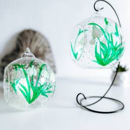 Hand-Painted Snowdrop Glass Candle Holder With Metal Stand - thumbnail 4