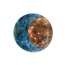 Moon Copper Wall Art, Metal Decor Blue Patina, & Stars, Patina Decoration - thumbnail 2