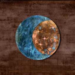 Moon Copper Wall Art, Metal Decor Blue Patina, & Stars, Patina Decoration - thumbnail 3