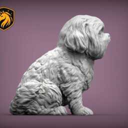 Shih Tzu - Sitting Pose - Unpainted Abs Resin Model - Realistic Dog Sculpture - thumbnail 3