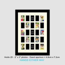25 Mini Photo Frame 2x3 - Black Wood Collage, Polaroid Zink