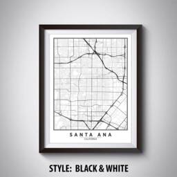 Santa Ana Map Art Print California Travel Poster, Office Decor - thumbnail 2