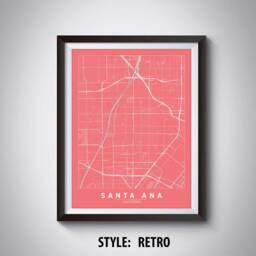 Santa Ana Map Art Print California Travel Poster, Office Decor - thumbnail 4