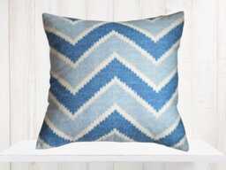 Blue Chevron Pillow Cover Retro Flamestitch Accent - thumbnail 1