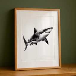 Black & White Shark Print Set Of 3 - Minimalist Ocean Animal Wall Art Watercolour Decor Unframed Gift For Lovers - thumbnail 3