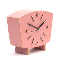 Pastel Pink Wooden Mantel Clock, Quiet, Desk & Shelf Decor, Cottage - thumbnail 2