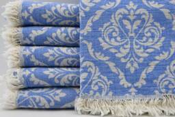 "Turkish Peshtemal, Geometric Towel, Blue Towel, Turkish Towel, Aztec Towel, 38""x67"