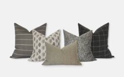 Sofa Pillow Cover Sets, Combo Set Of 5, Brown Green Cream Throw Covers, Combination Couch Pillows Modern -- Dania - thumbnail 1