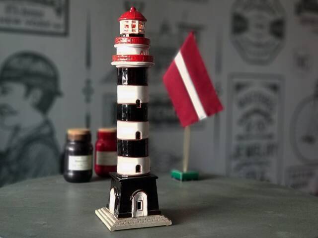 Daugavgriva Lighthouse Latvia Candle Holder, Handmade Ceramic, Miniature Lighthouse, Tiny Houme Decor Birthday Gifts - image 1