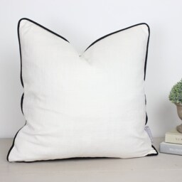 "Azurite Snow White Black Satin Piped Cushion/Cover 16"" 18"" 20"" 22"