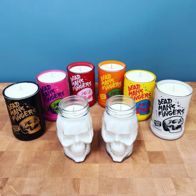 Dead Man's Fingers Rum Candle - Scented Soy Wax Glass Bottle Handmade Homemade Skull Skeleton Dmf - image 1