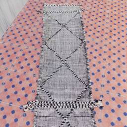 Beni Ourain Runner Rug Moroccan Flatweave Wool Hanbel - 333cm X 63cm - thumbnail 3