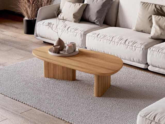 Modern Coffee Table - Unique Table Solid Wood Coffee Japandi Living Room - image 1