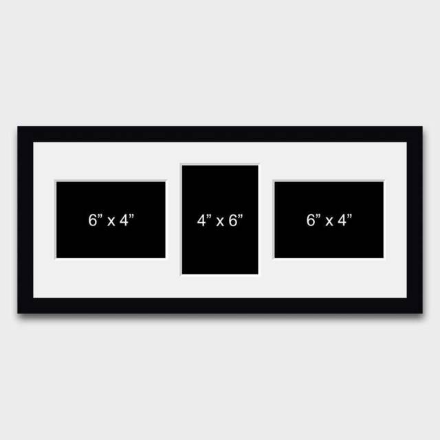 Multi Photo Picture Frame - Black Wooden Frame, Holds Three 4x6 Photos - image 1