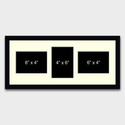 Multi Photo Picture Frame - Black Wooden Frame, Holds Three 4x6 Photos - thumbnail 2