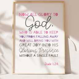 Set Of 3 Bible Verse Prints, Girls Bedroom Decor, Nursery Christian Wall Art, Scripture Pink Purple - thumbnail 2
