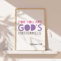 Set Of 3 Bible Verse Prints, Girls Bedroom Decor, Nursery Christian Wall Art, Scripture Pink Purple - thumbnail 3