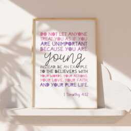 Set Of 3 Bible Verse Prints, Girls Bedroom Decor, Nursery Christian Wall Art, Scripture Pink Purple - thumbnail 4
