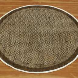 Hand Block Printed Cotton Dhurrie Rug 4x4 - Round Area Kilim Carpet - thumbnail 2