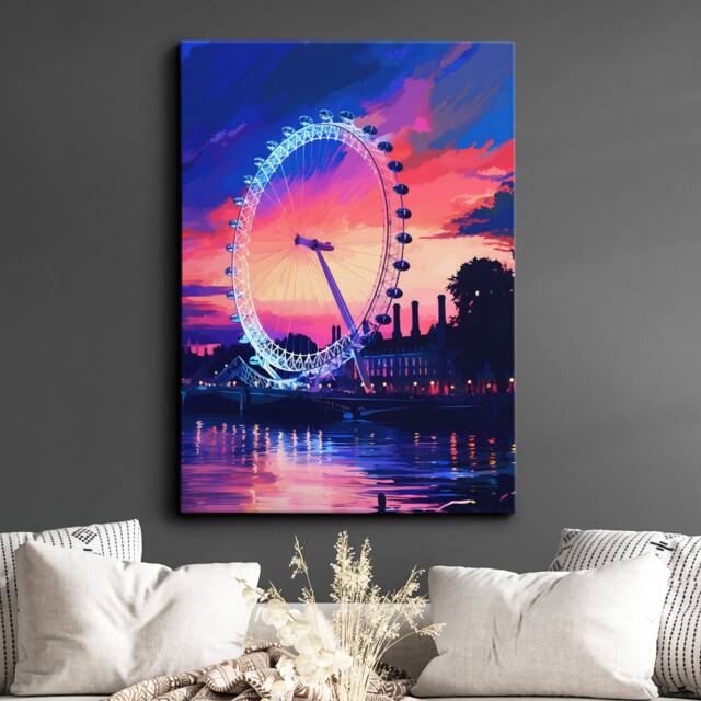 Claude Monet London Eye River Wateraint Framed Artist Poster Print & Canvas Wall Decor Art Bedroom Home Interior Gift For Oil Lover - image 1