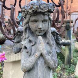 Cast Iron Praying Fairy Statue - Antique Lead Effect Finish - thumbnail 2