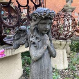 Cast Iron Praying Fairy Statue - Antique Lead Effect Finish - thumbnail 3