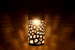 Textured Cutout Ceramic Pendant, Sculptural Plug-In Ambient Light - Naaya Coral Rock - thumbnail 1