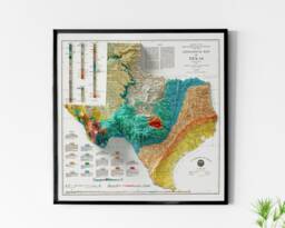 Geological Map Of Texas - Vintage Shaded Relief - thumbnail 1