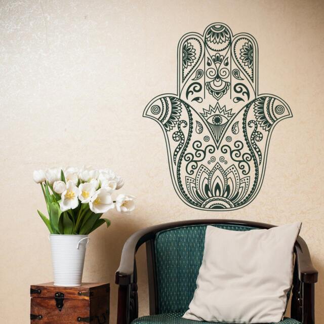 Hamsa Hand Vinyl Wall Decal Bohemian Protection Symbol Sticker, Spiritual Boho Home Decor #31 - image 1