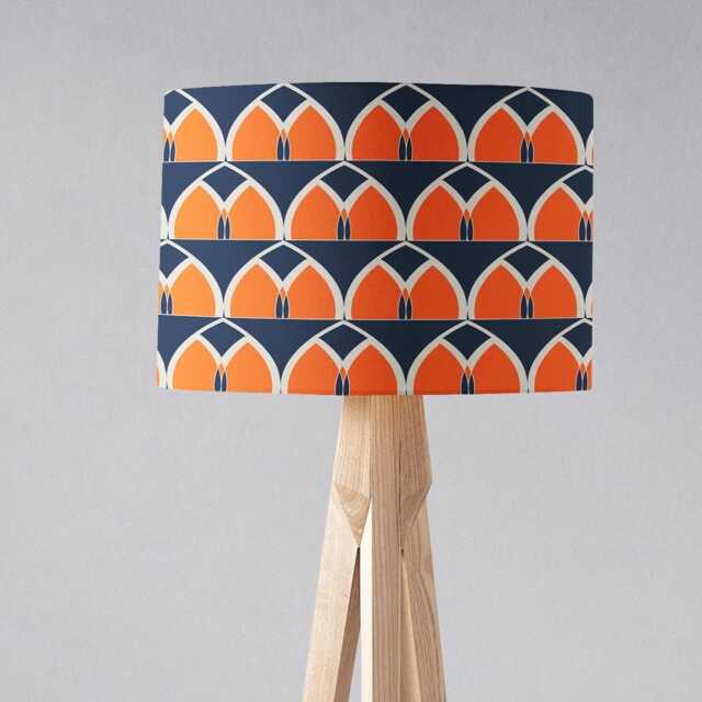 Navy Blue & Orange Modern Geometric Lampshade For Table Lamp, Ceiling Light Shade Or Floor 20cm, 30cm 40cm Retro Lamp - image 1