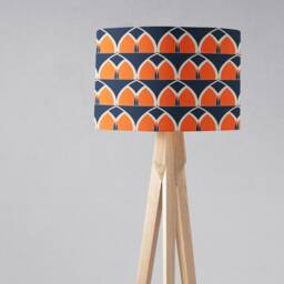 Navy Blue & Orange Modern Geometric Lampshade For Table Lamp, Ceiling Light Shade Or Floor 20cm, 30cm 40cm Retro Lamp - thumbnail 2