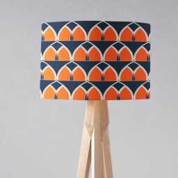 Navy Blue & Orange Modern Geometric Lampshade For Table Lamp, Ceiling Light Shade Or Floor 20cm, 30cm 40cm Retro Lamp
