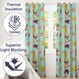 Summer Chihuahua Dog Sunglasses Kawaii Beach Teal Seamless Pattern Readymade Eyelet Ring Top Thermal 100% Blackout Curtains - thumbnail 3