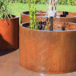 Corten Steel Patio Pond Fountain Kit Modern Water Feature - 605mm - thumbnail 2