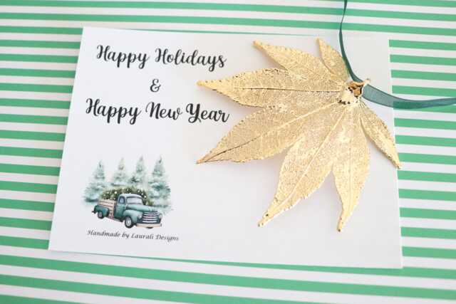 Gold Maple Leaf Ornament, Real Japanese Leaf, Extra Large, Ornament Gift, Christmas Card, Happy Holiday First Christmas, Orna48 - image 1