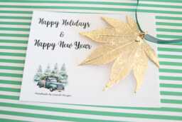 Gold Maple Leaf Ornament, Real Japanese Leaf, Extra Large, Ornament Gift, Christmas Card, Happy Holiday First Christmas, Orna48 - thumbnail 1