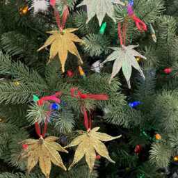 Gold Maple Leaf Ornament, Real Japanese Leaf, Extra Large, Ornament Gift, Christmas Card, Happy Holiday First Christmas, Orna48 - thumbnail 2