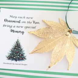 Gold Maple Leaf Ornament, Real Japanese Leaf, Extra Large, Ornament Gift, Christmas Card, Happy Holiday First Christmas, Orna48 - thumbnail 3