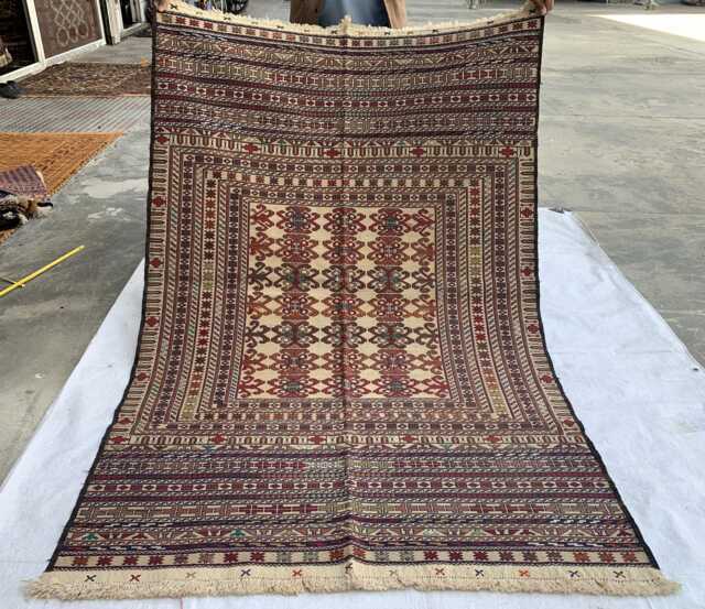 Maliki Kilim Rug 4.1x6.2 Ft Handmade Afghan Wool Tribal - image 1