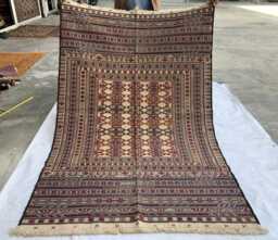 Maliki Kilim Rug 4.1x6.2 Ft Handmade Afghan Wool Tribal - thumbnail 1