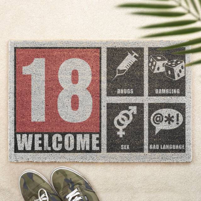 Gamers Rated 18 Brush Door Mat Front Custom Printed Funny Doormat First Home Family Gift Couples - image 1