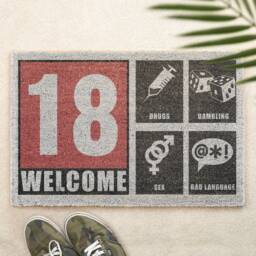 Gamers Rated 18 Brush Door Mat Front Custom Printed Funny Doormat First Home Family Gift Couples - thumbnail 1