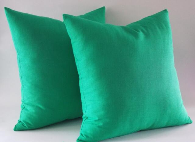 Set Of 2 Green Linen Pillow Covers Decorative Cushion, All Sizes - image 1